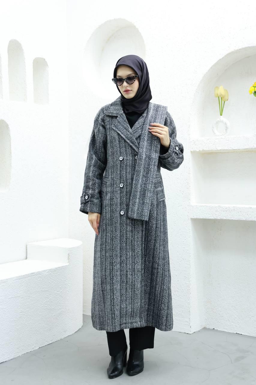 6001 Kaşe Astarlı Kaban - Füme 