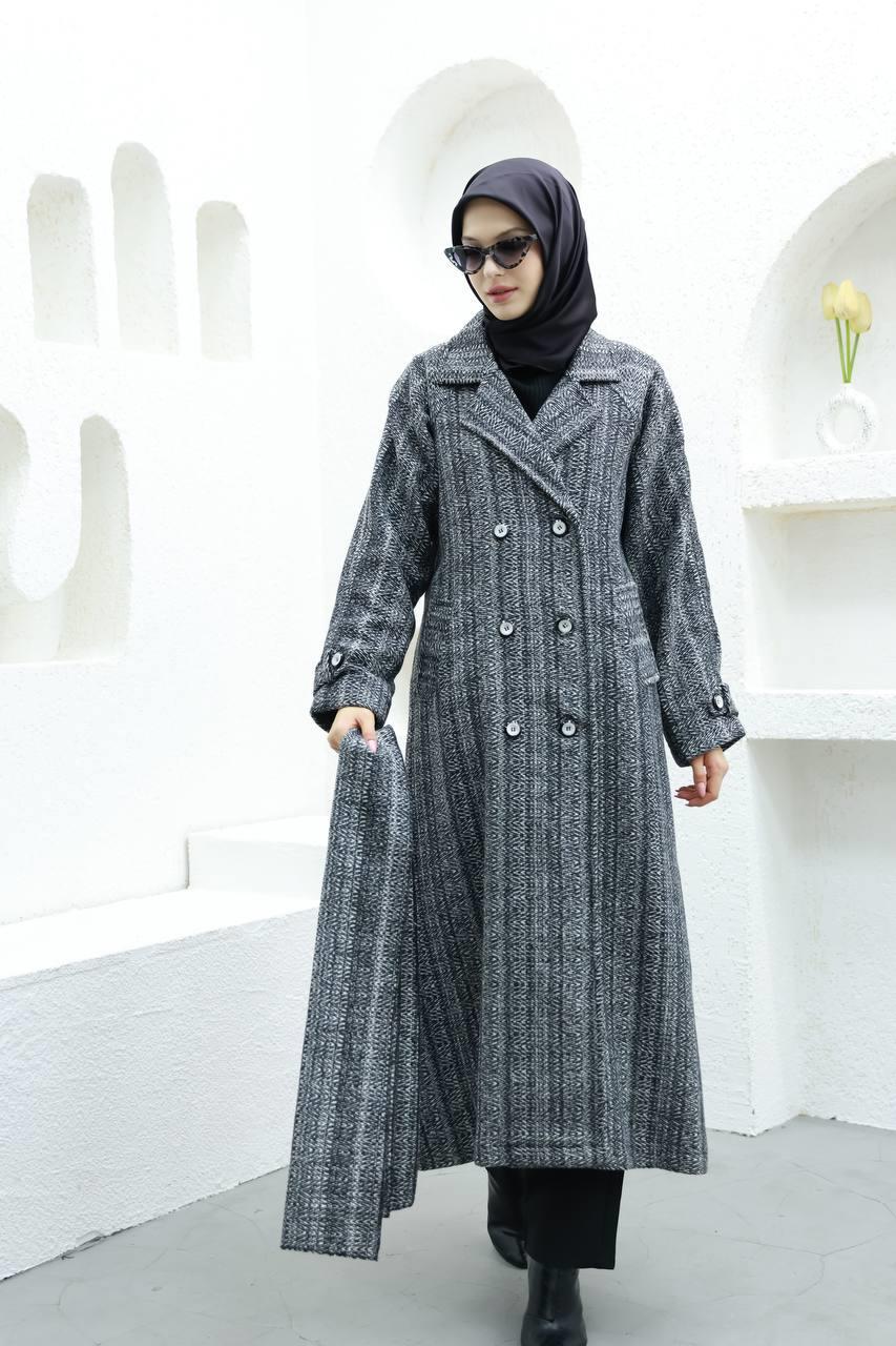 6001 Kaşe Astarlı Kaban - Füme 