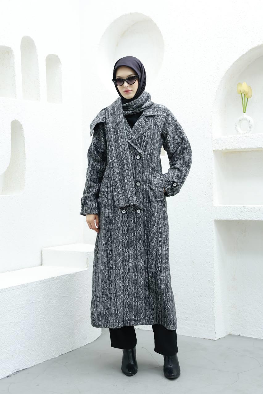 6001 Kaşe Astarlı Kaban - Füme 