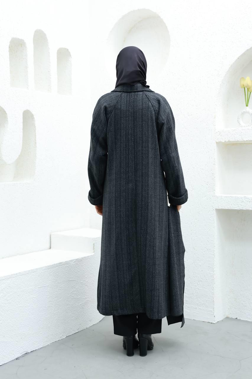 6001 Kaşe Astarlı Kaban - Siyah 
