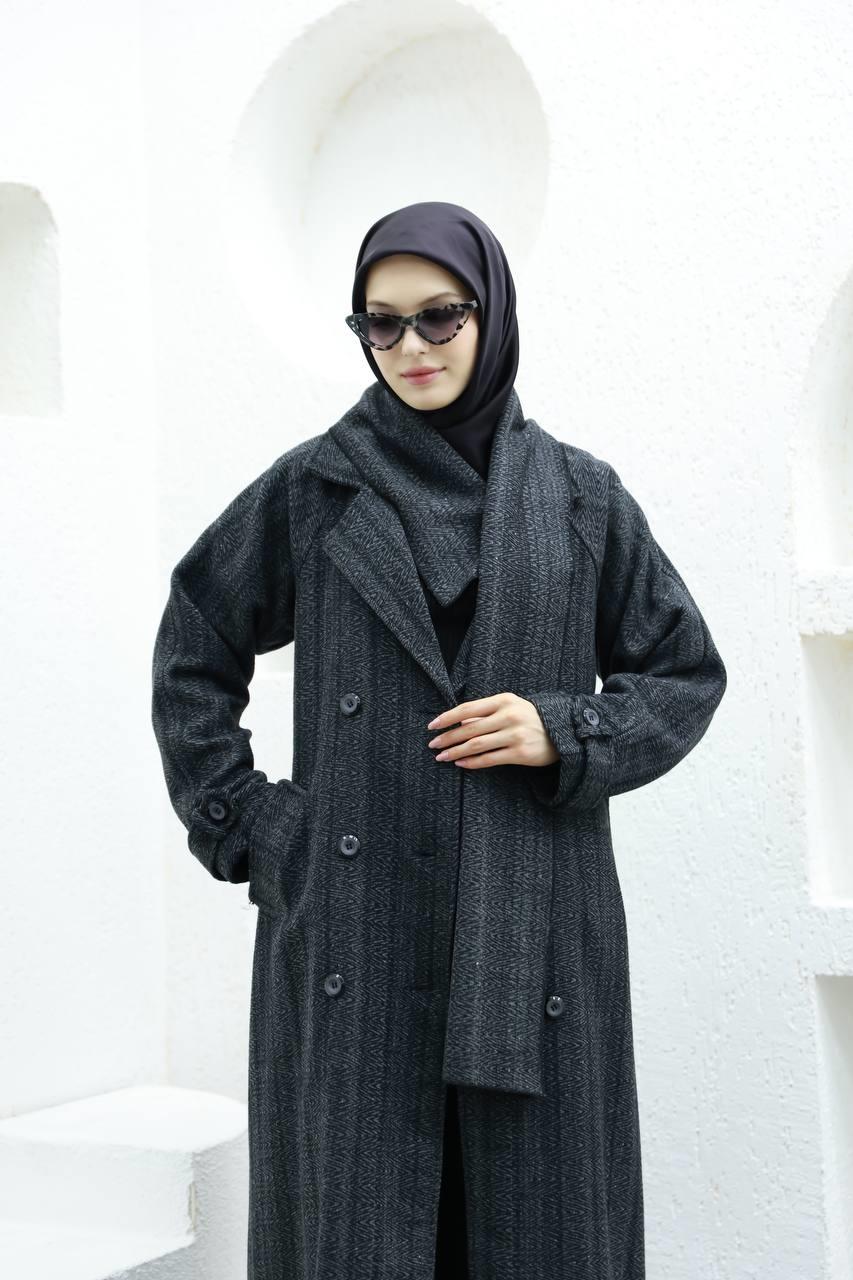 6001 Kaşe Astarlı Kaban - Siyah 