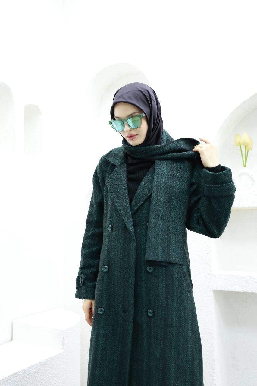 6001 Kaşe Astarlı Kaban - Yeşil 