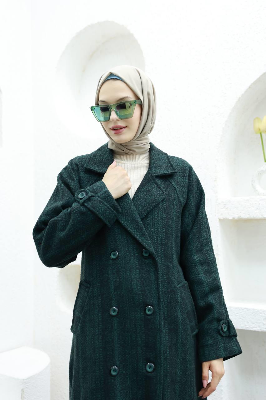 6001 Kaşe Astarlı Kaban - Yeşil 