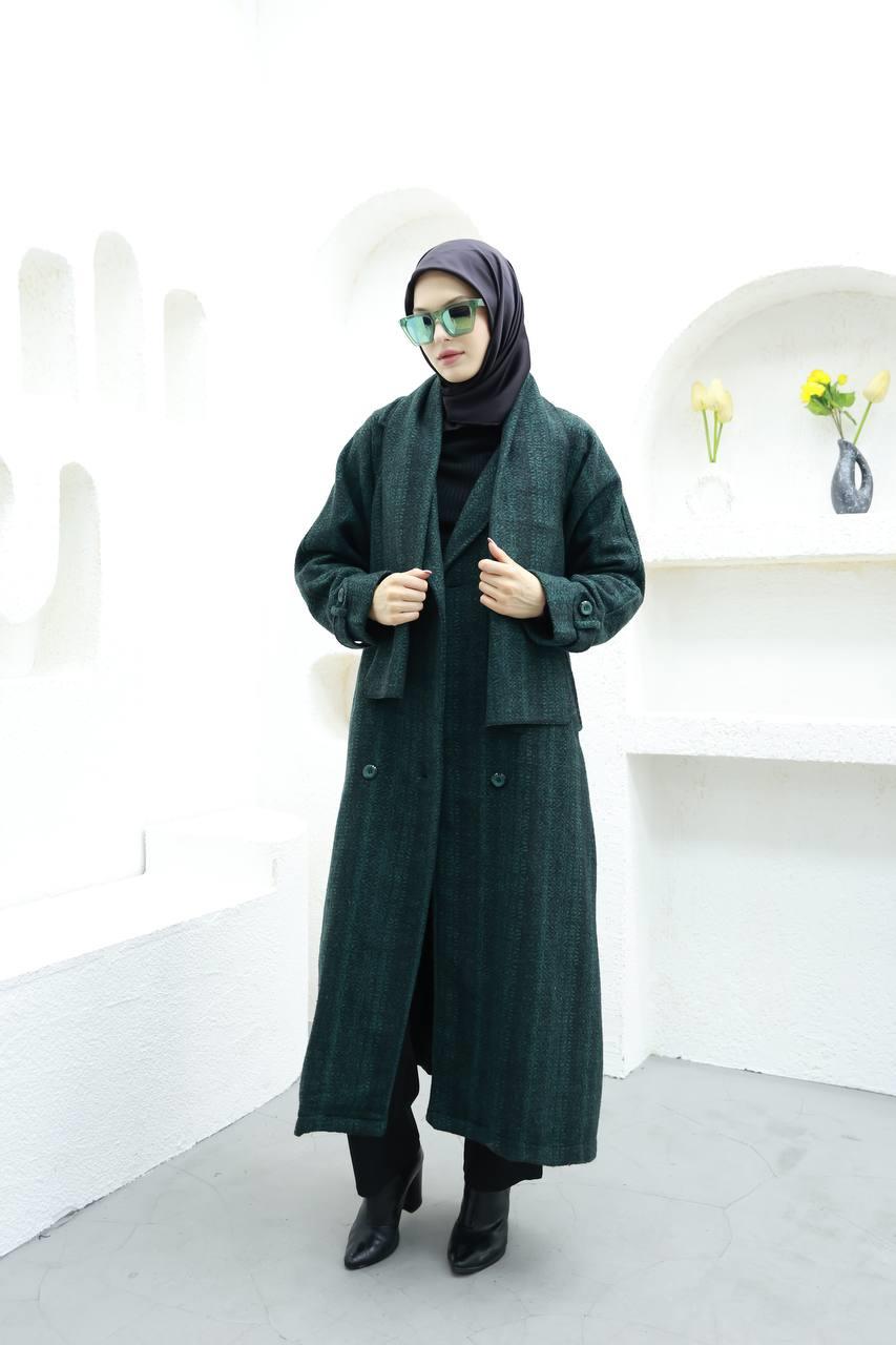 6001 Kaşe Astarlı Kaban - Yeşil 