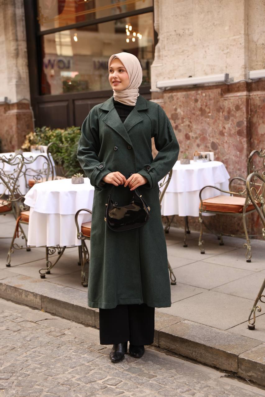 6001S Kaşe Astarlı Kaban - Çimen Yeşili 