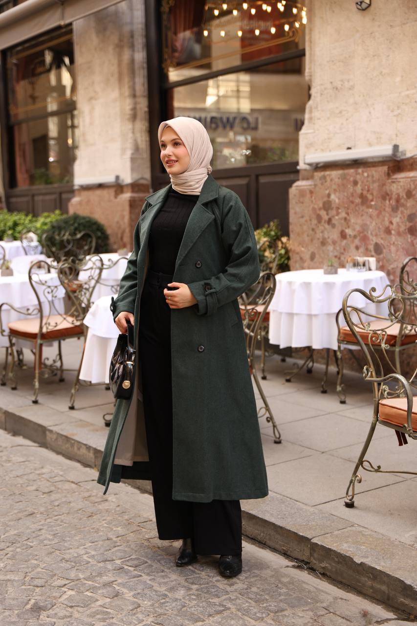 6001S Kaşe Astarlı Kaban - Çimen Yeşili 