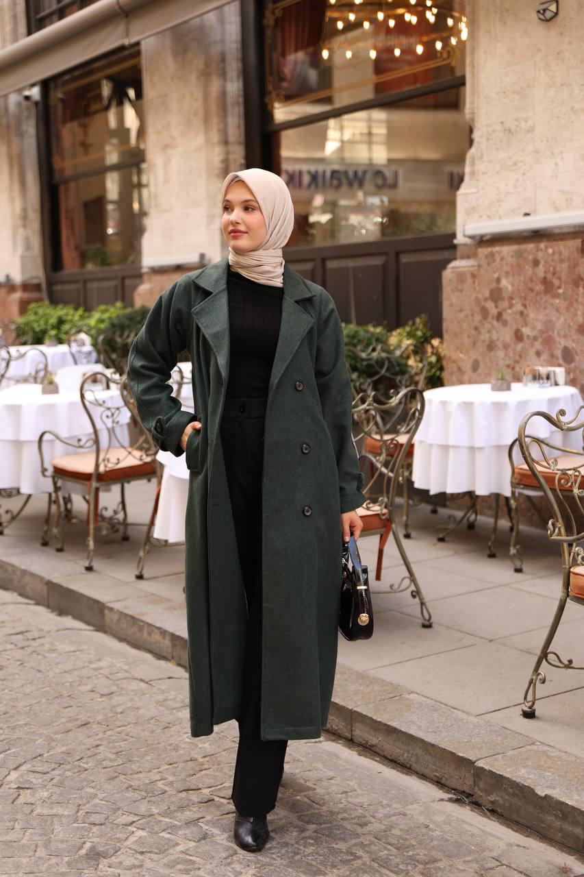 6001S Kaşe Astarlı Kaban - Çimen Yeşili 