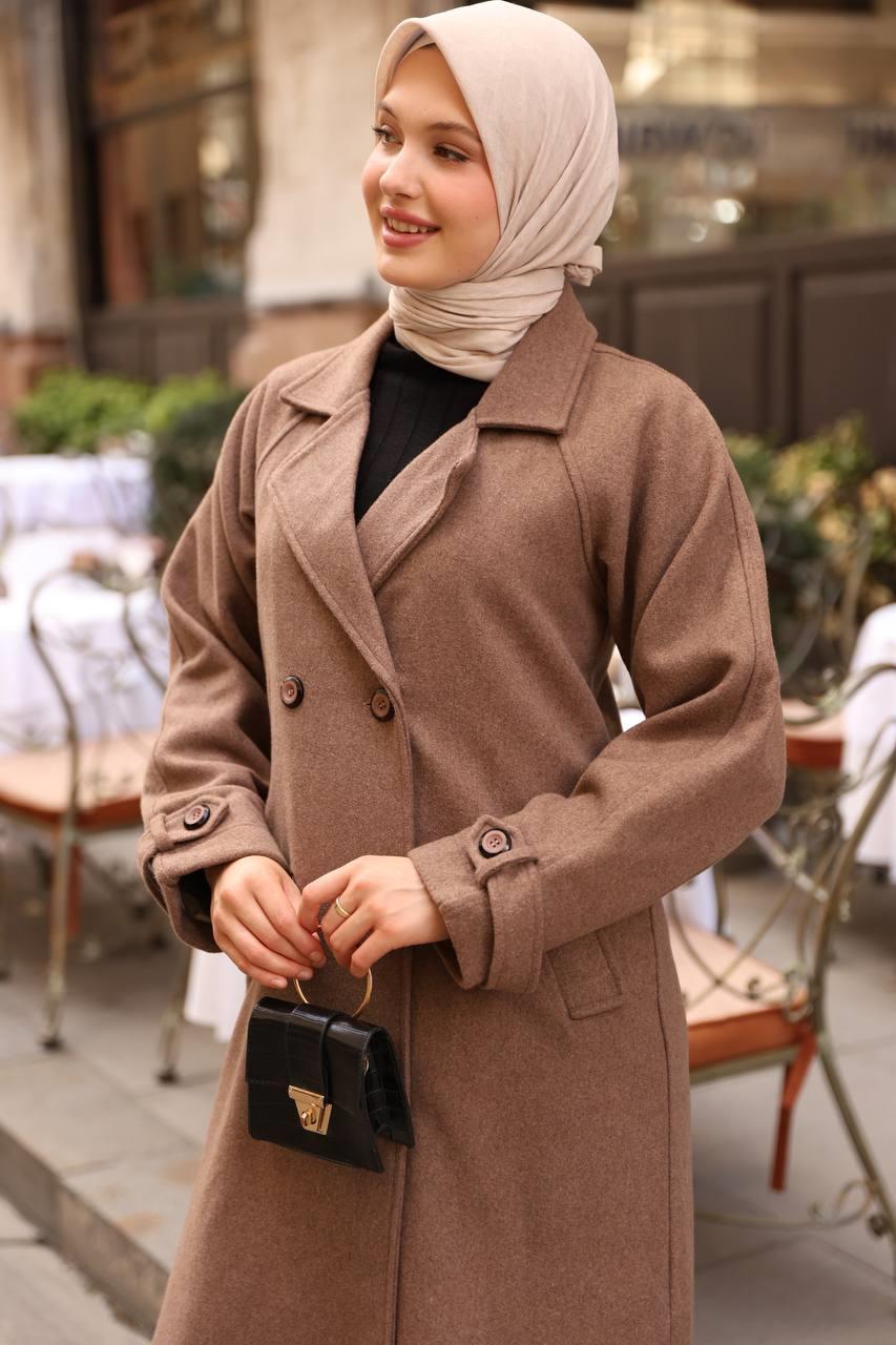 6001S Kaşe Astarlı Kaban - Kahverengi