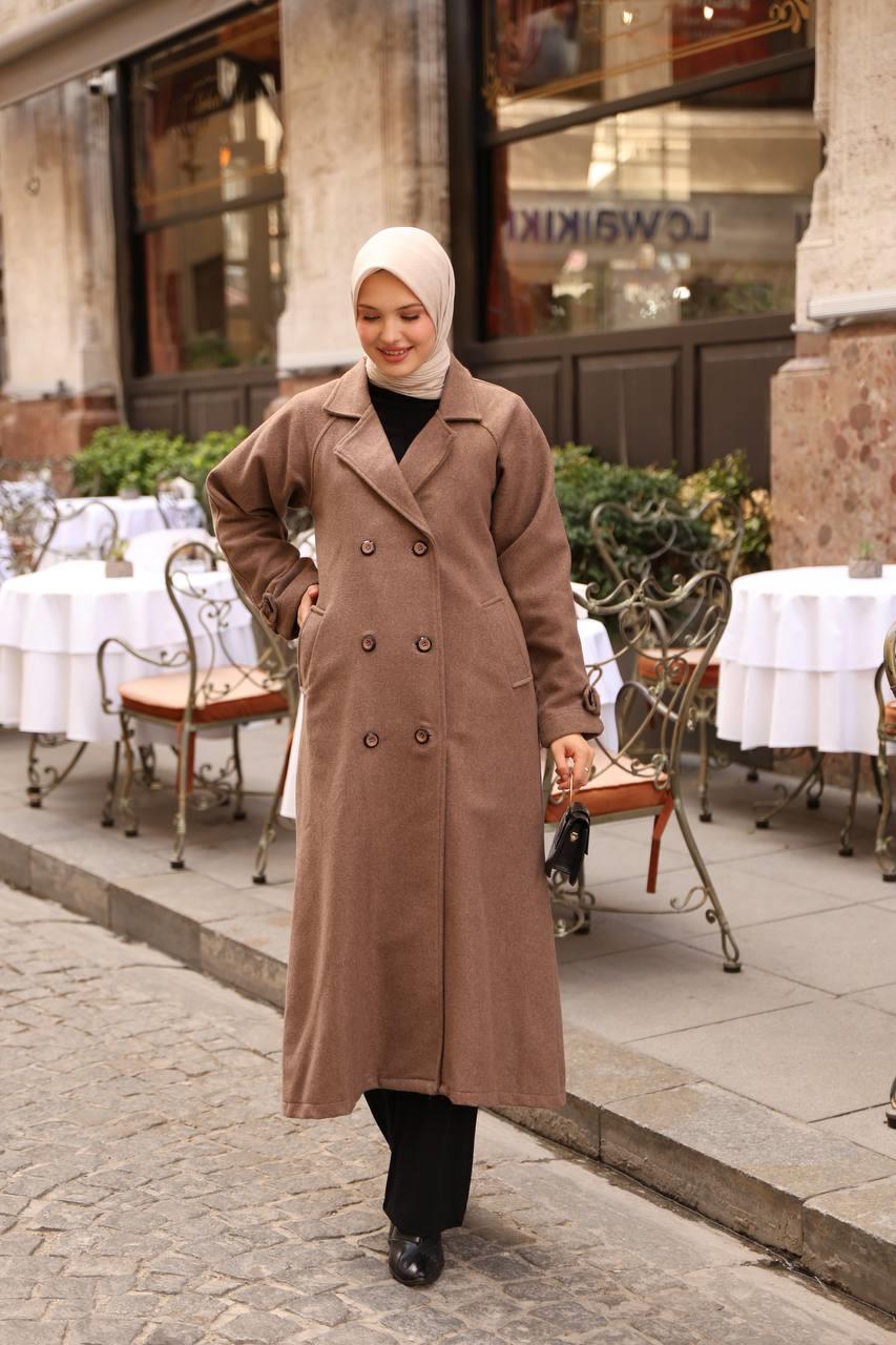 6001S Kaşe Astarlı Kaban - Kahverengi