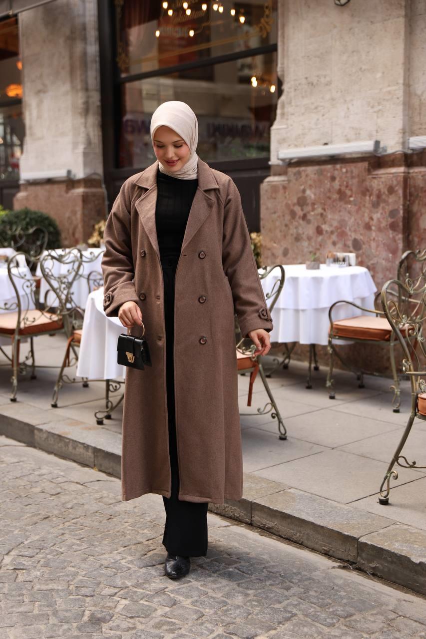 6001S Kaşe Astarlı Kaban - Kahverengi