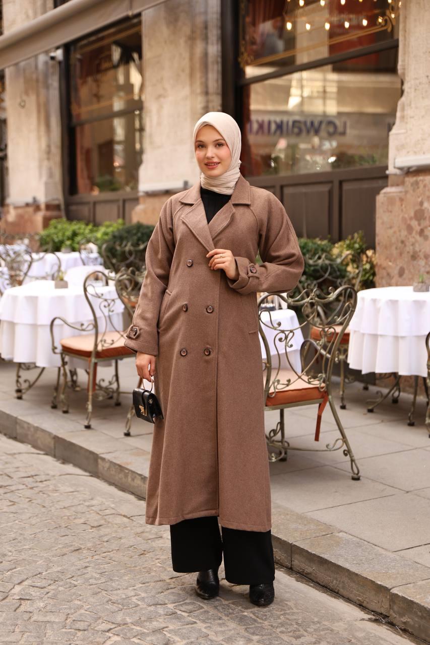 6001S Kaşe Astarlı Kaban - Kahverengi