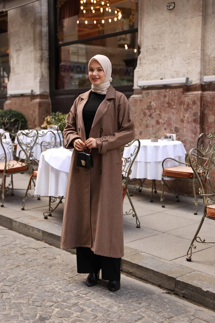 6001S Kaşe Astarlı Kaban - Kahverengi
