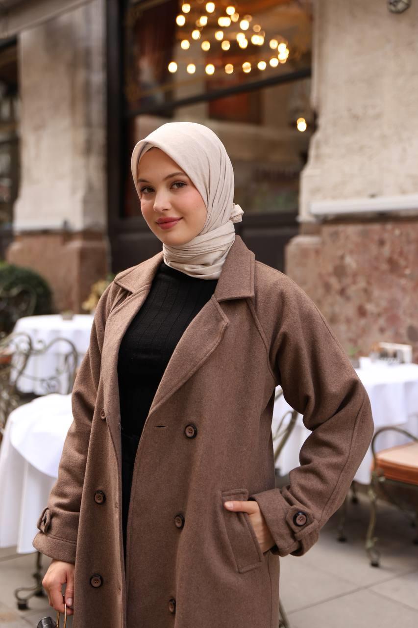 6001S Kaşe Astarlı Kaban - Kahverengi