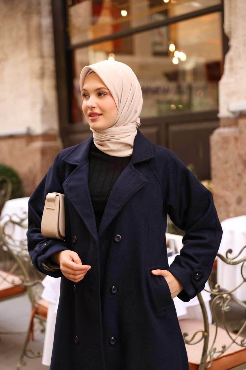 6001S Kaşe Astarlı Kaban - Lacivert 