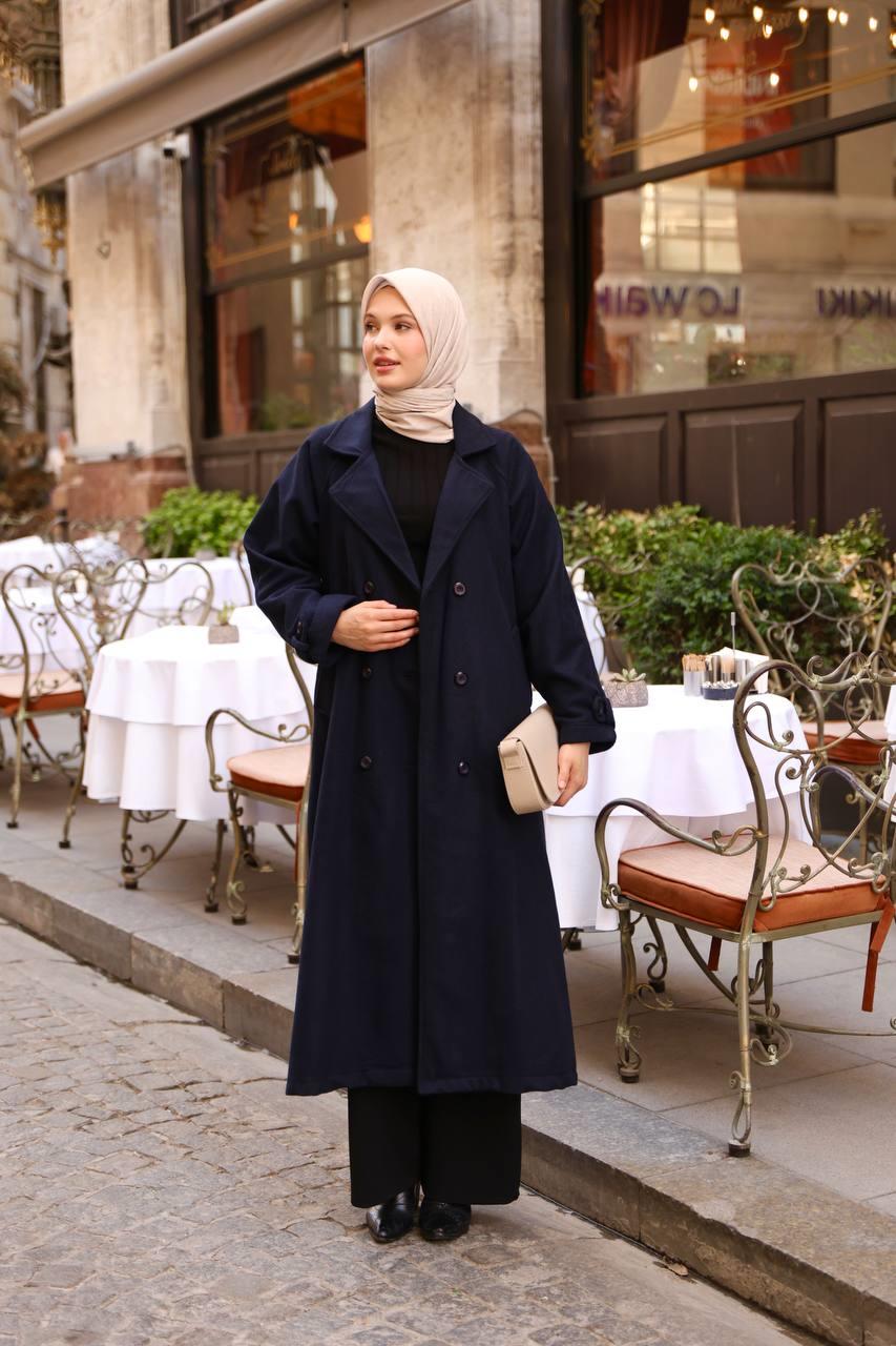 6001S Kaşe Astarlı Kaban - Lacivert 