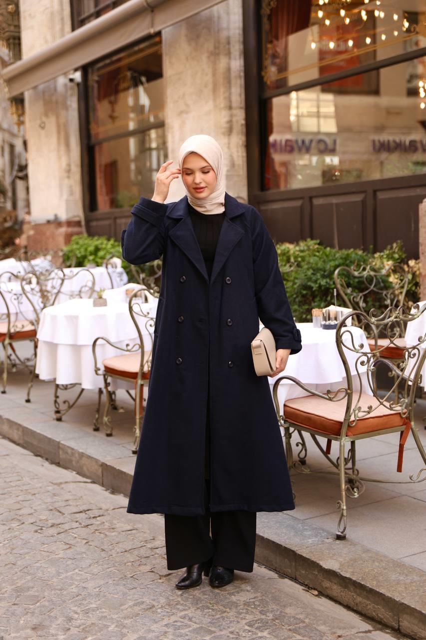 6001S Kaşe Astarlı Kaban - Lacivert 