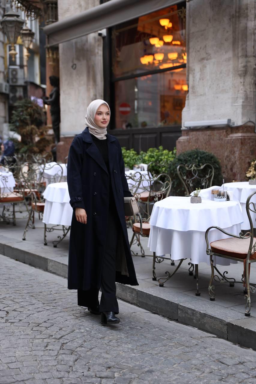 6001S Kaşe Astarlı Kaban - Lacivert 