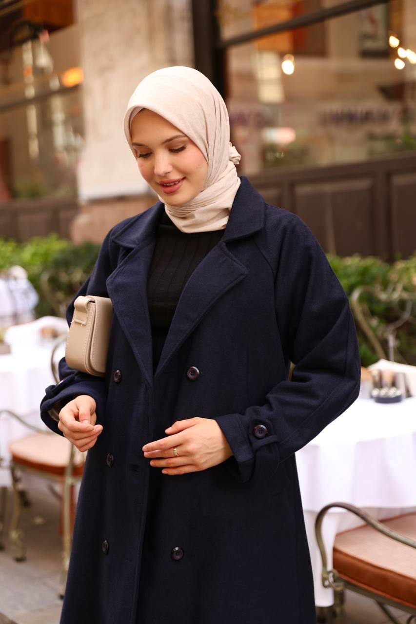 6001S Kaşe Astarlı Kaban - Lacivert 