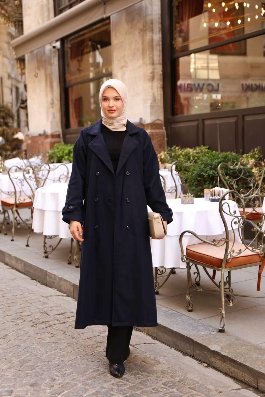 6001S Kaşe Astarlı Kaban - Lacivert 