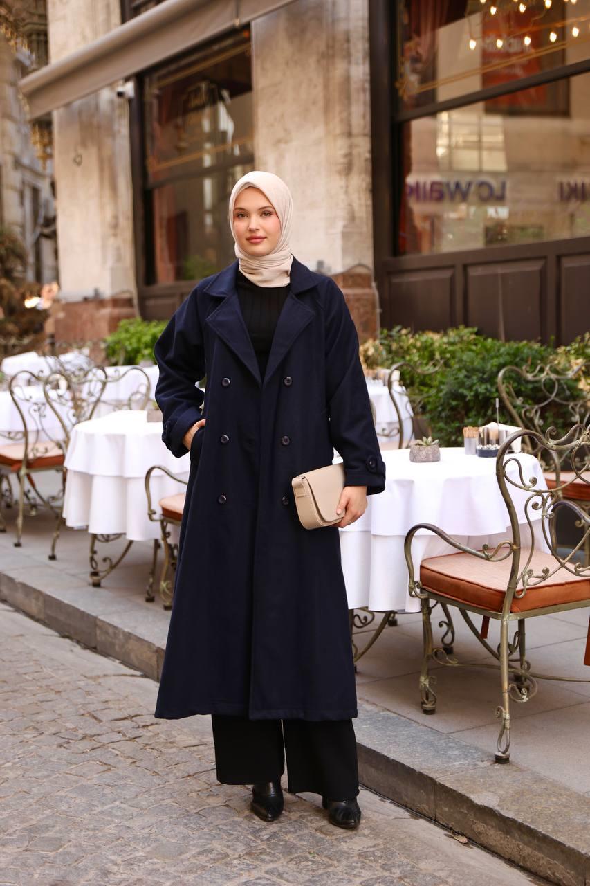 6001S Kaşe Astarlı Kaban - Lacivert 