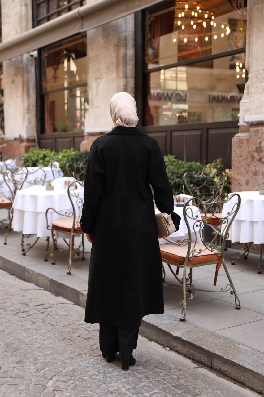 6001S Kaşe Astarlı Kaban - Siyah 