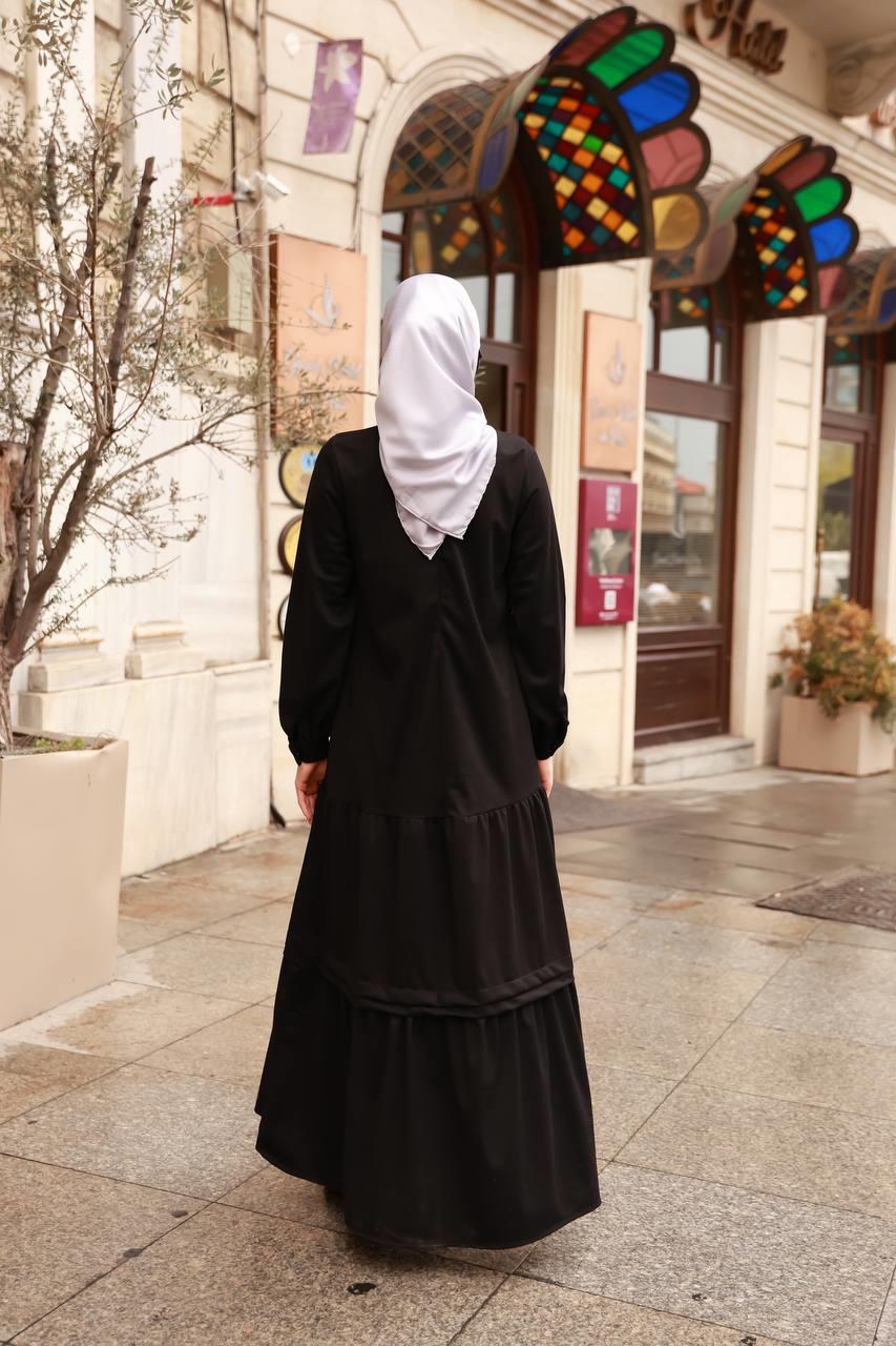 6002 kışlık Süet Elbise - Siyah 