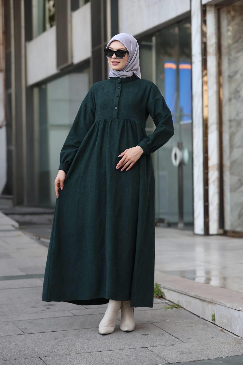 6006 Oduncu Elbise - Zümrüt Yeşili 