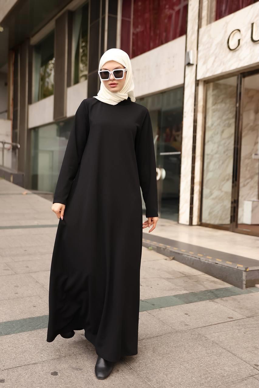 6008 Sade Basic Elbise - Siyah