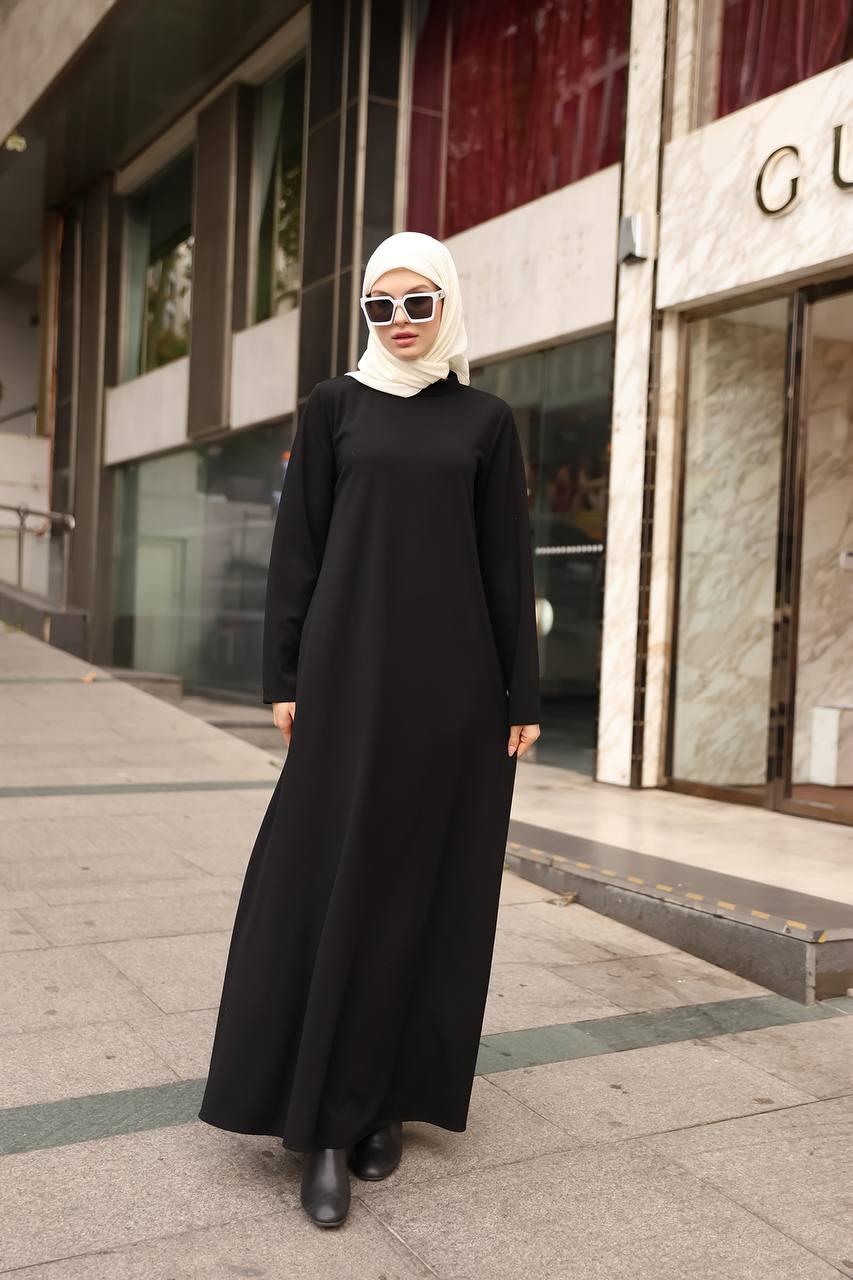 6008 Sade Basic Elbise - Siyah