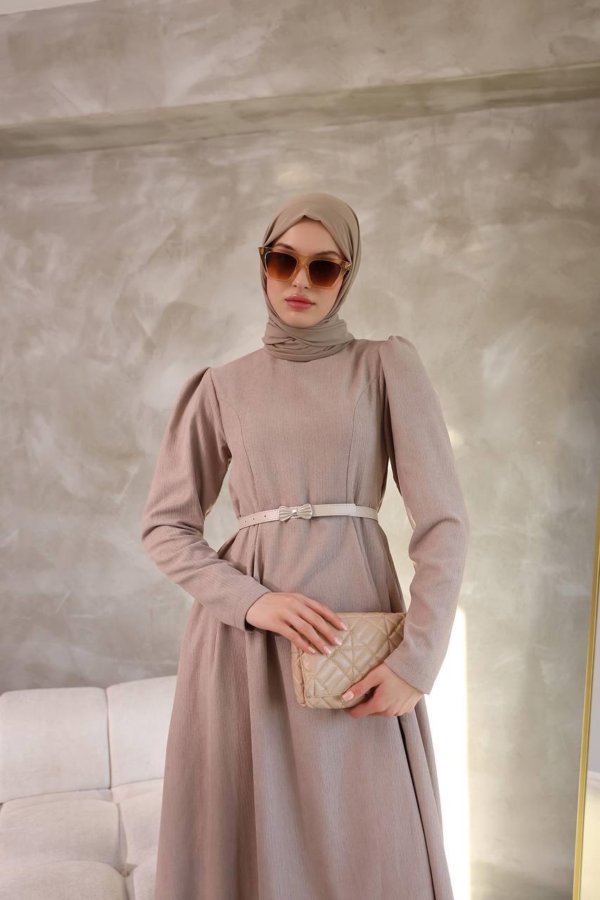 6010 Sade Model Elbise - Bej