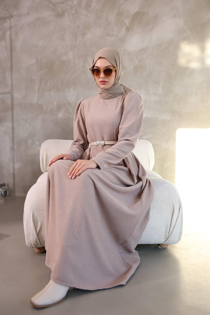 6010 Sade Model Elbise - Bej