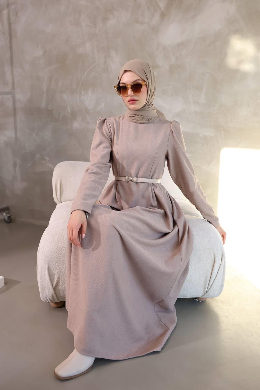 6010 Sade Model Elbise - Bej