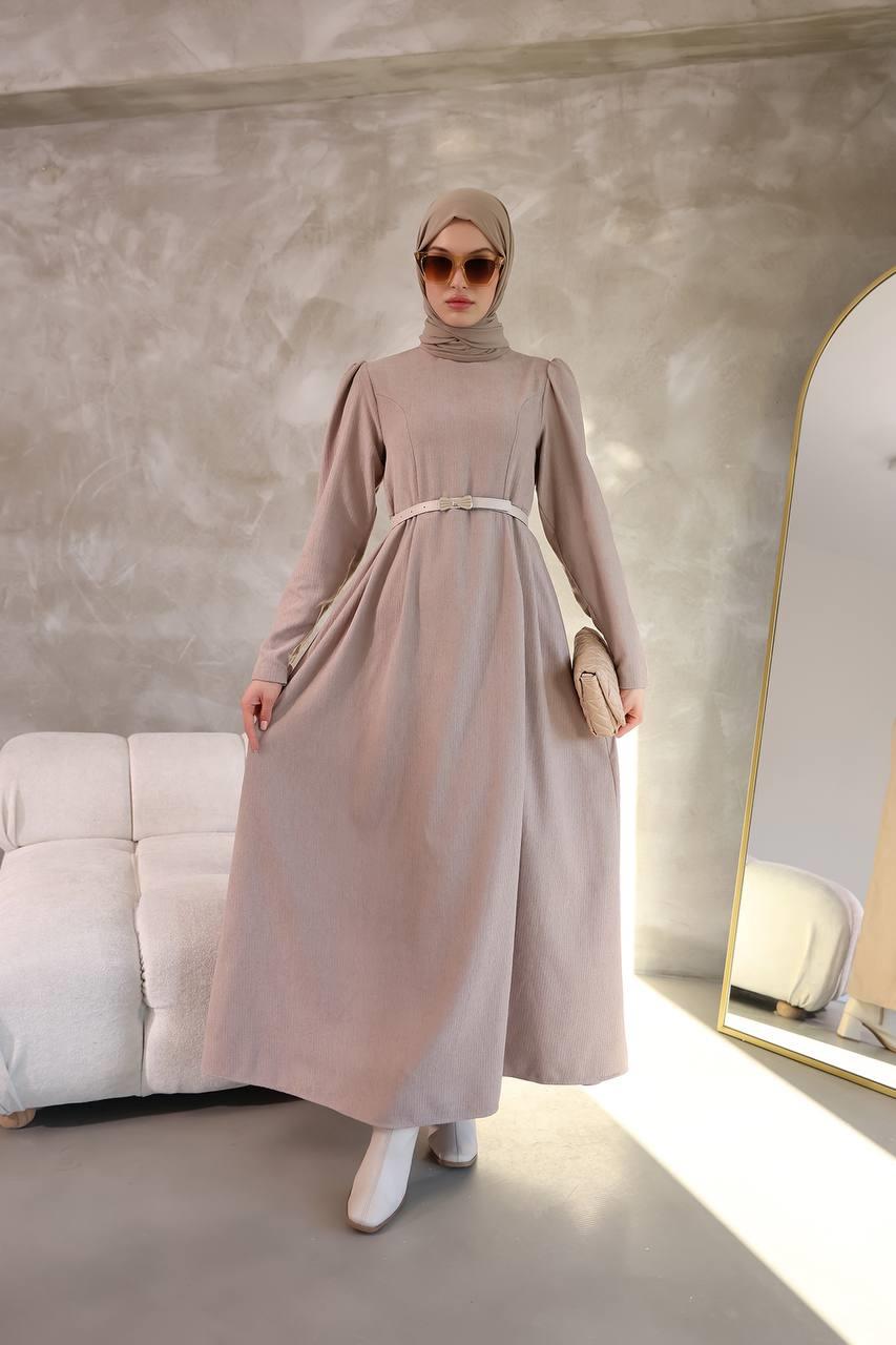 6010 Sade Model Elbise - Bej