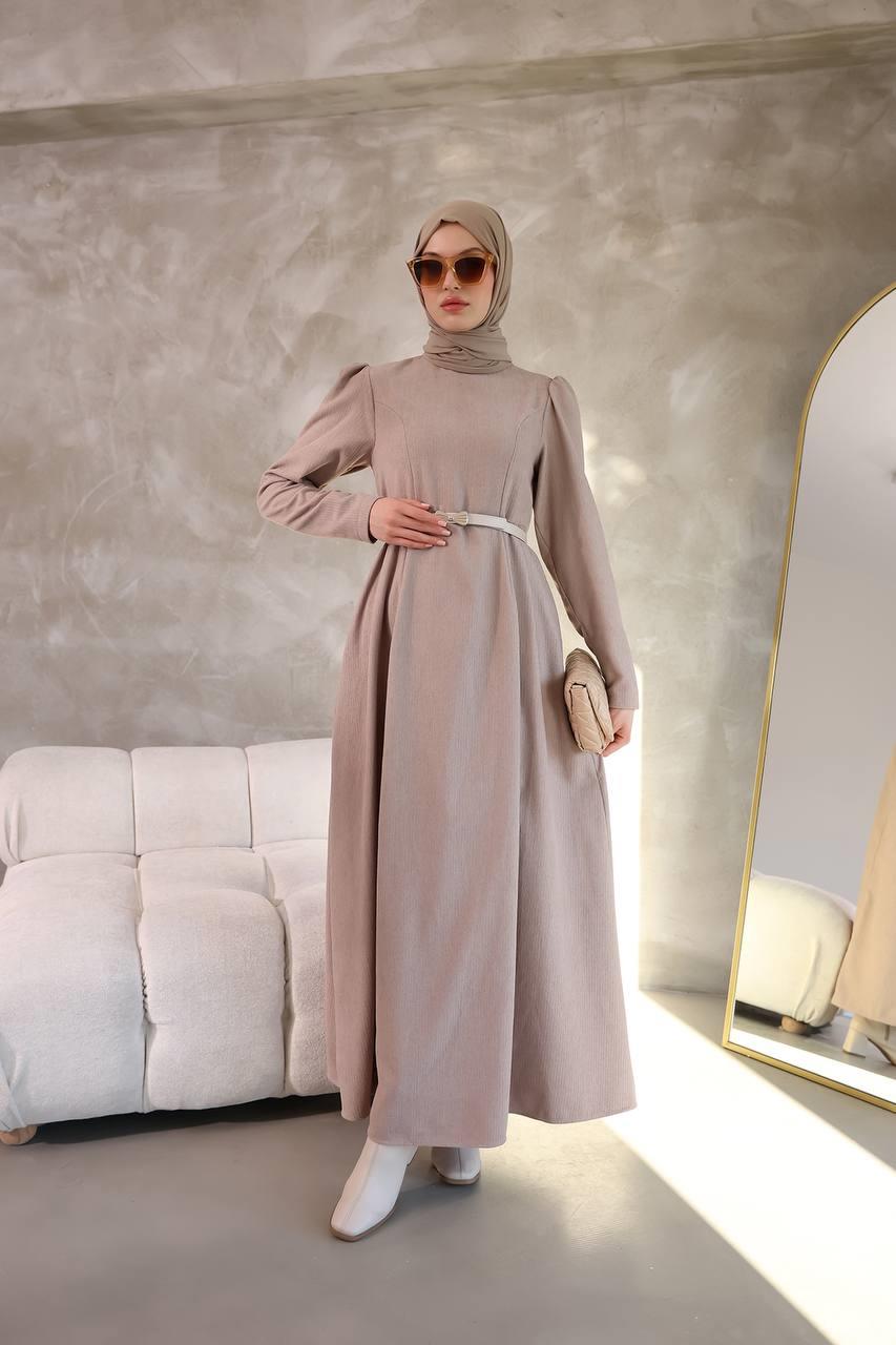 6010 Sade Model Elbise - Bej