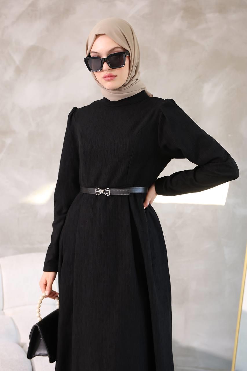 6010 Sade Model Elbise - Siyah 