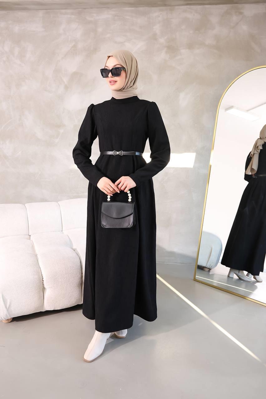 6010 Sade Model Elbise - Siyah 