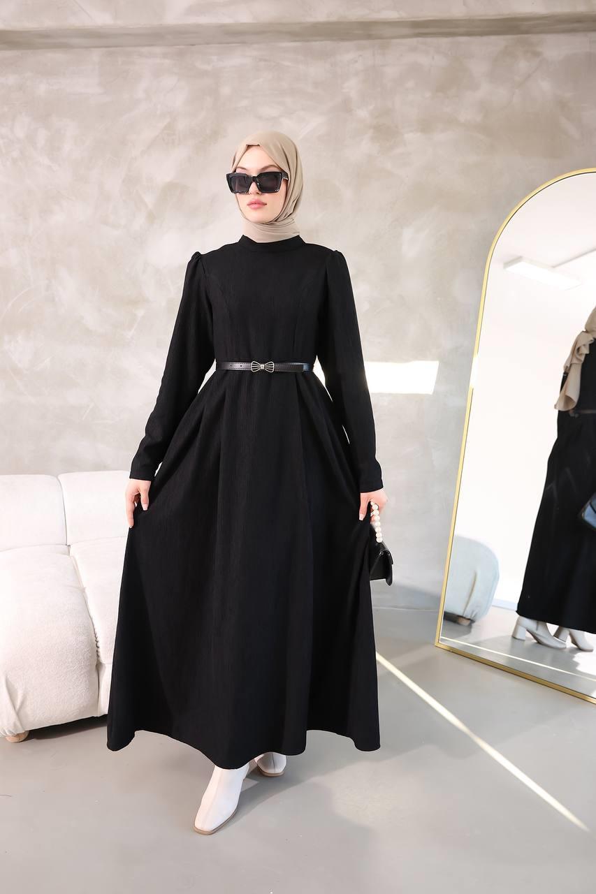 6010 Sade Model Elbise - Siyah 
