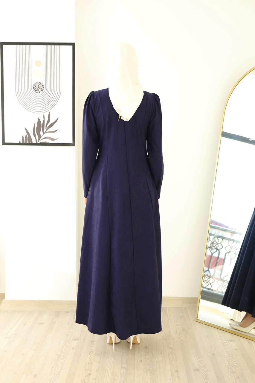 6013 Fermuar Detaylı Elbise - Lacivert 