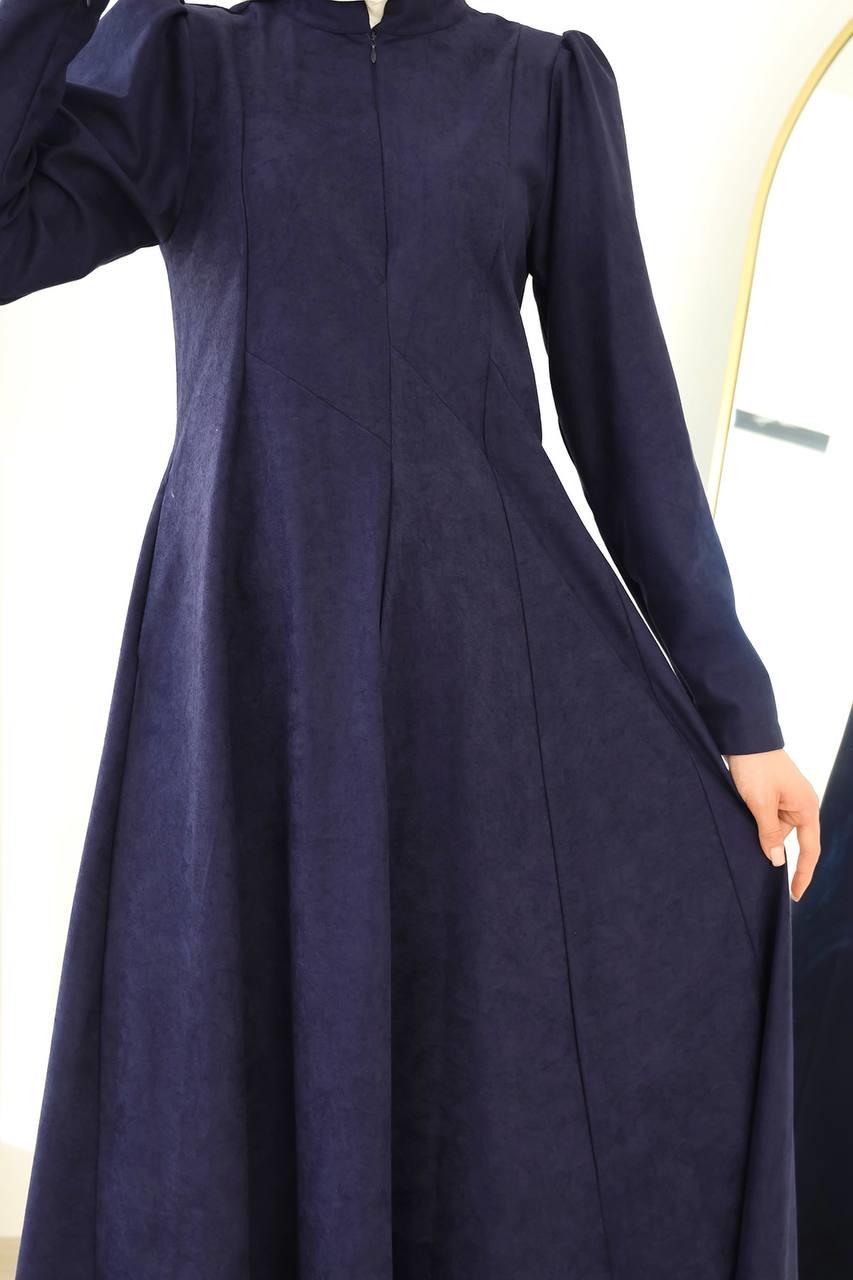 6013 Fermuar Detaylı Elbise - Lacivert 