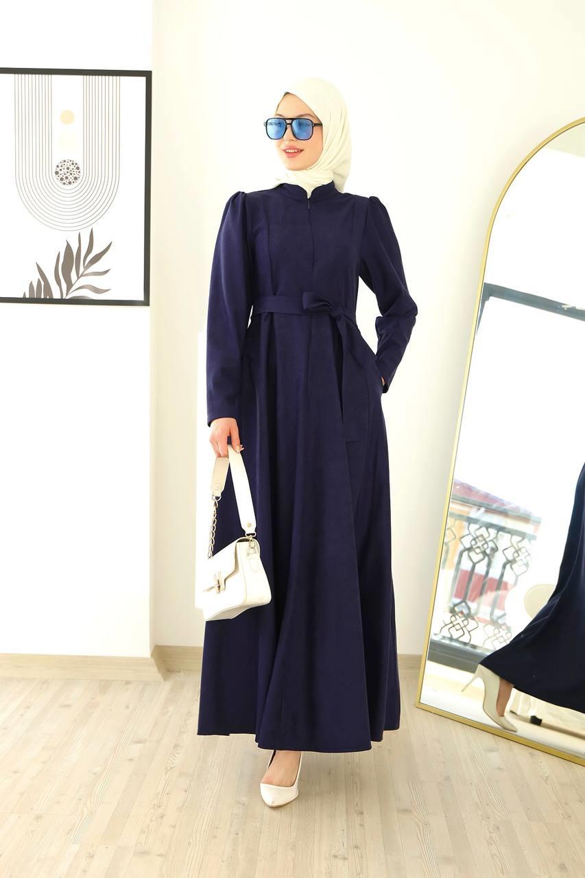 6013 Fermuar Detaylı Elbise - Lacivert 