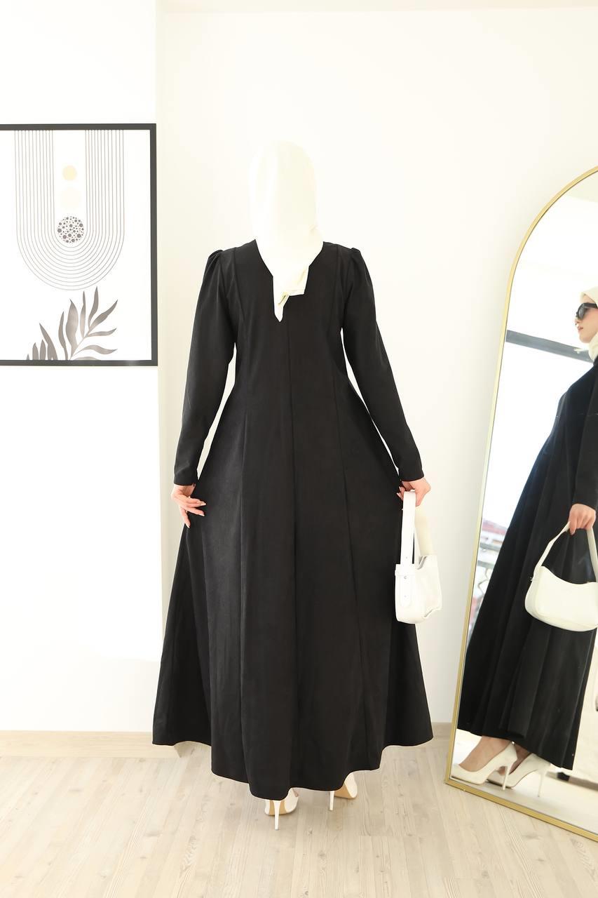 6013 Fermuar Detaylı Elbise - Siyah 