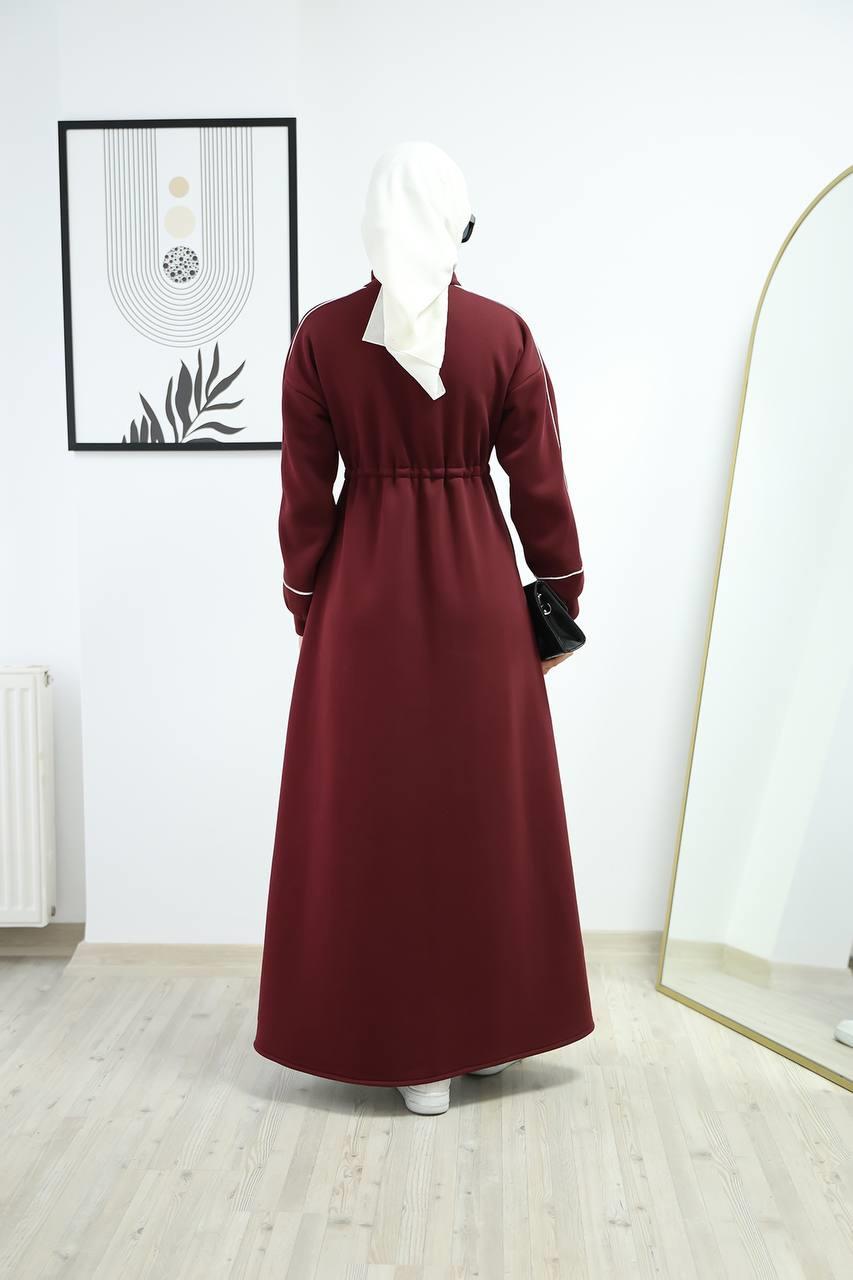 6015 Spor Üç İplik Elbise - Bordo 