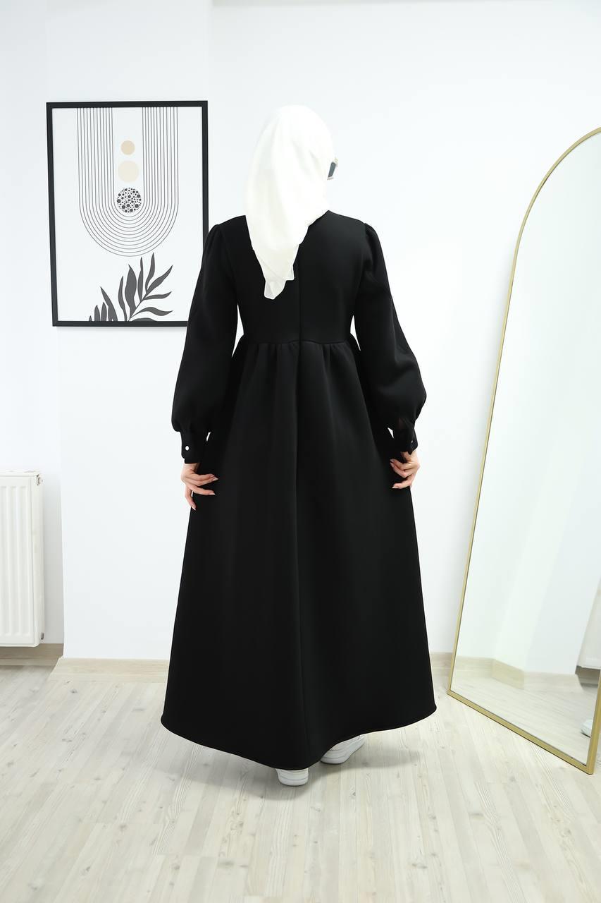 6018 Üç İplik Elbise - Siyah 