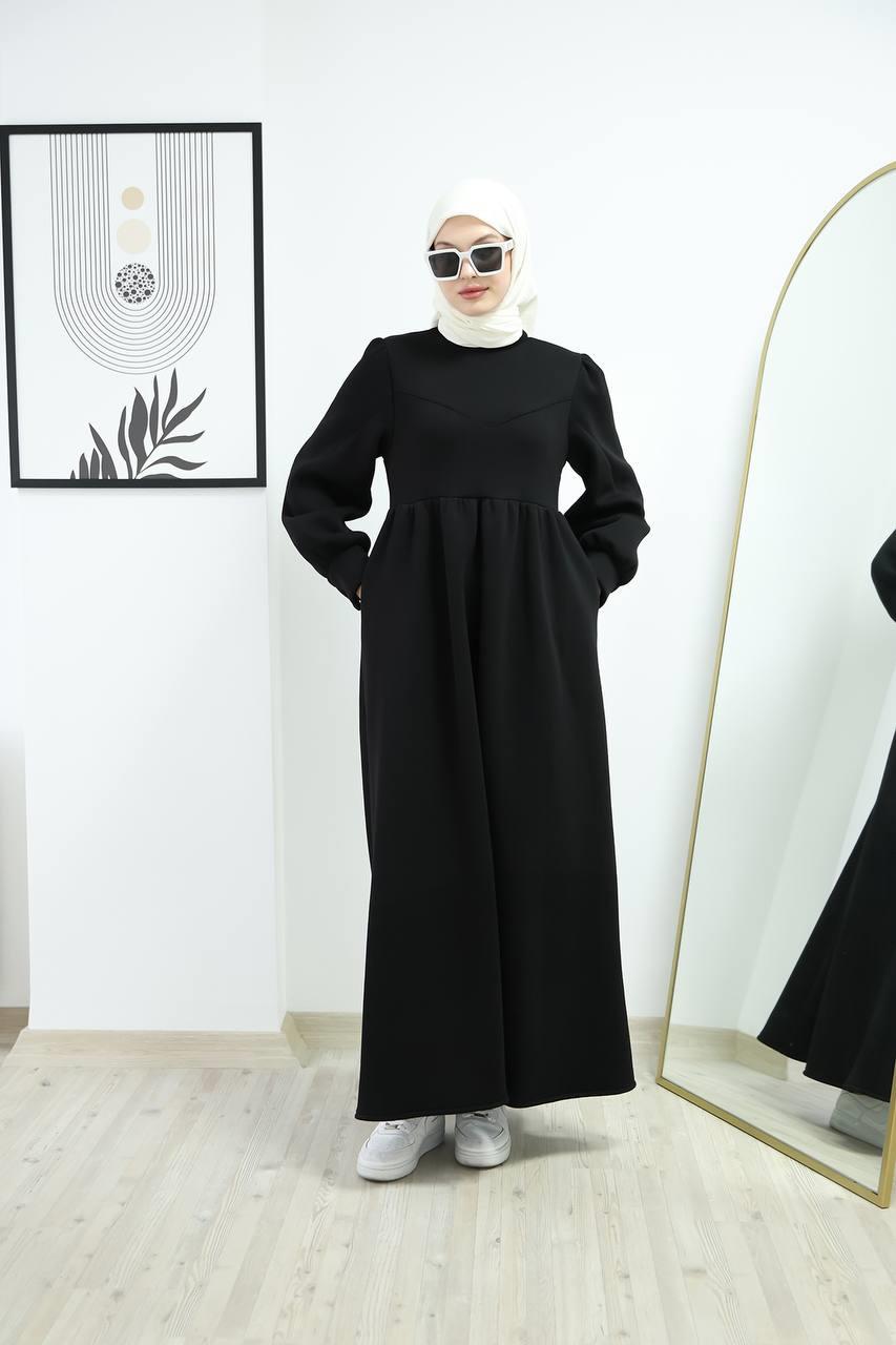 6018 Üç İplik Elbise - Siyah 