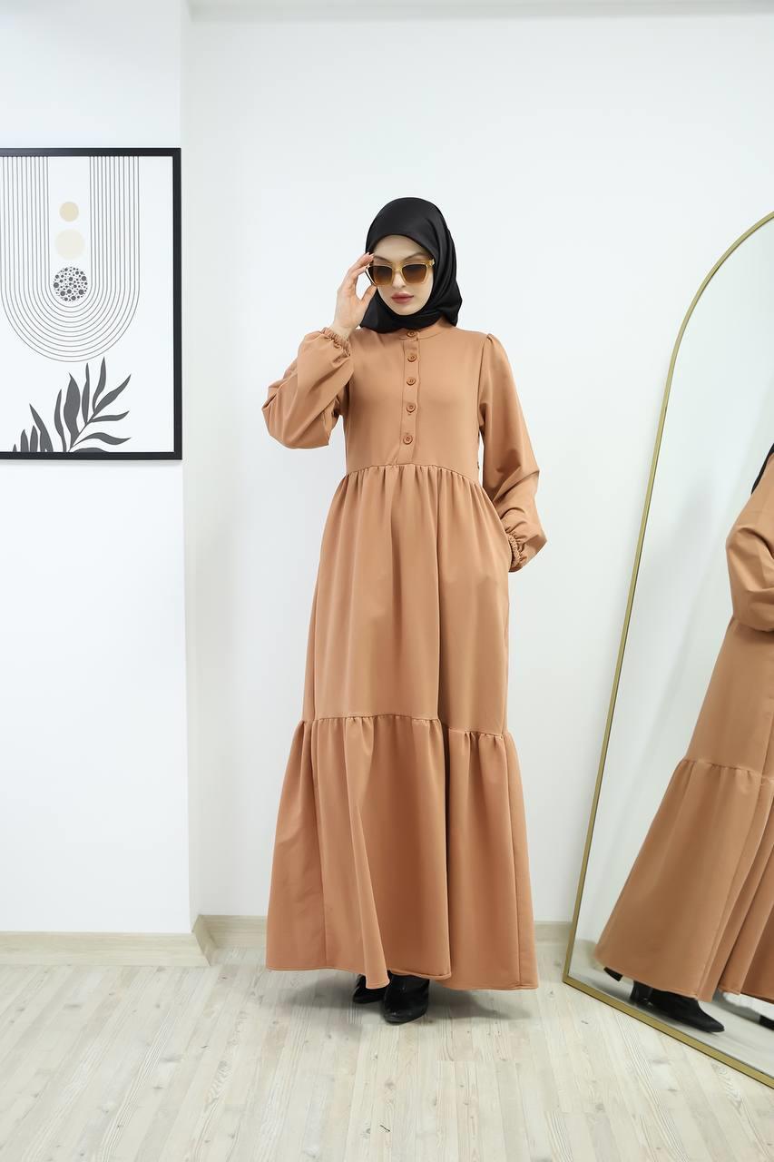 6019 Düğmeli Detaylı Elbise - Simon