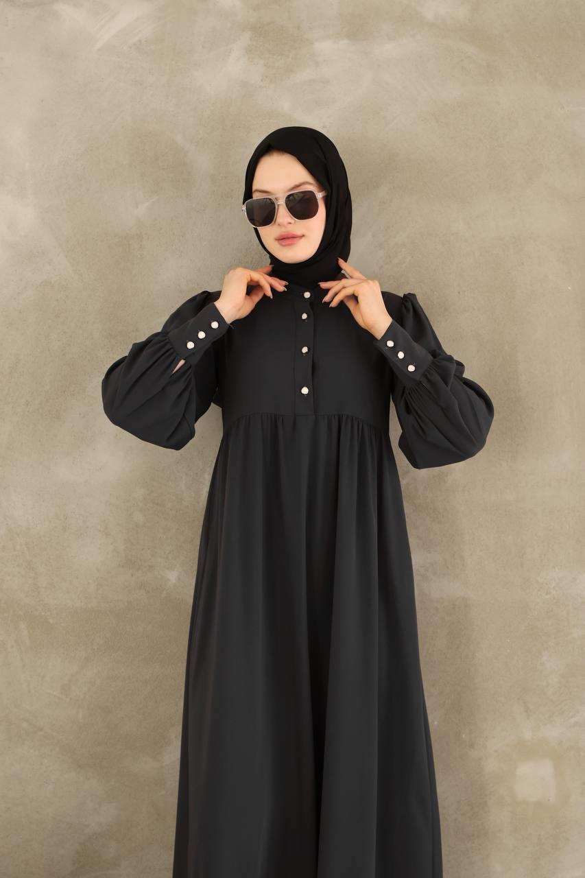 7001 Düğmeli Elbise - Gri