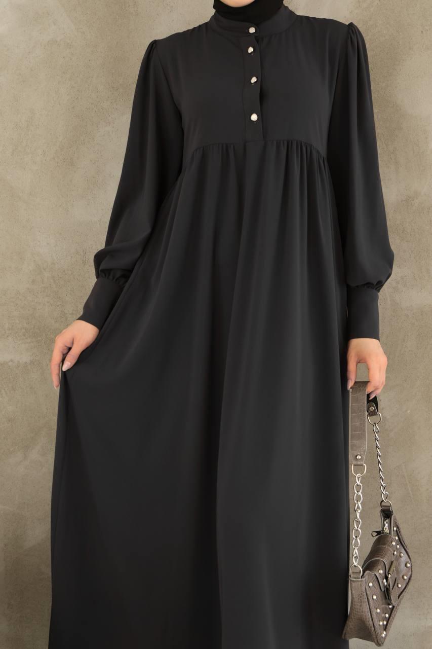 7001 Düğmeli Elbise - Gri
