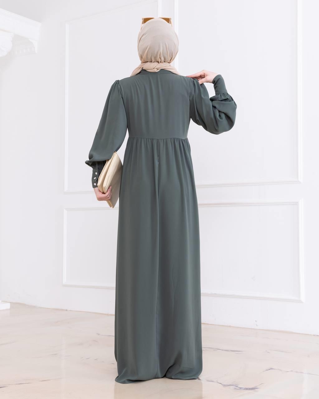 7001 Düğmeli Elbise - Haki