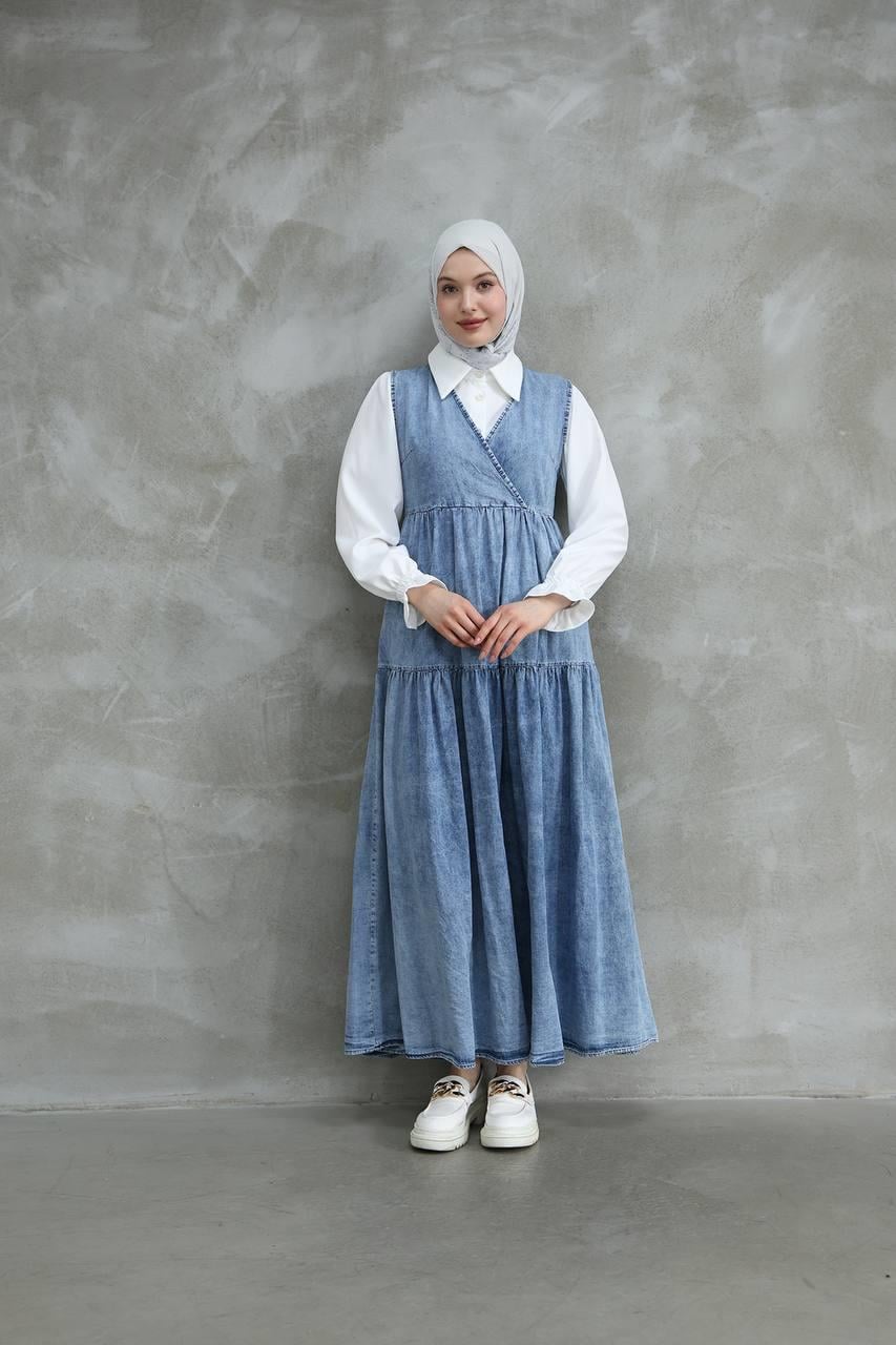 7031 Kot Salopet Ve Gömlek - Açık Kot
