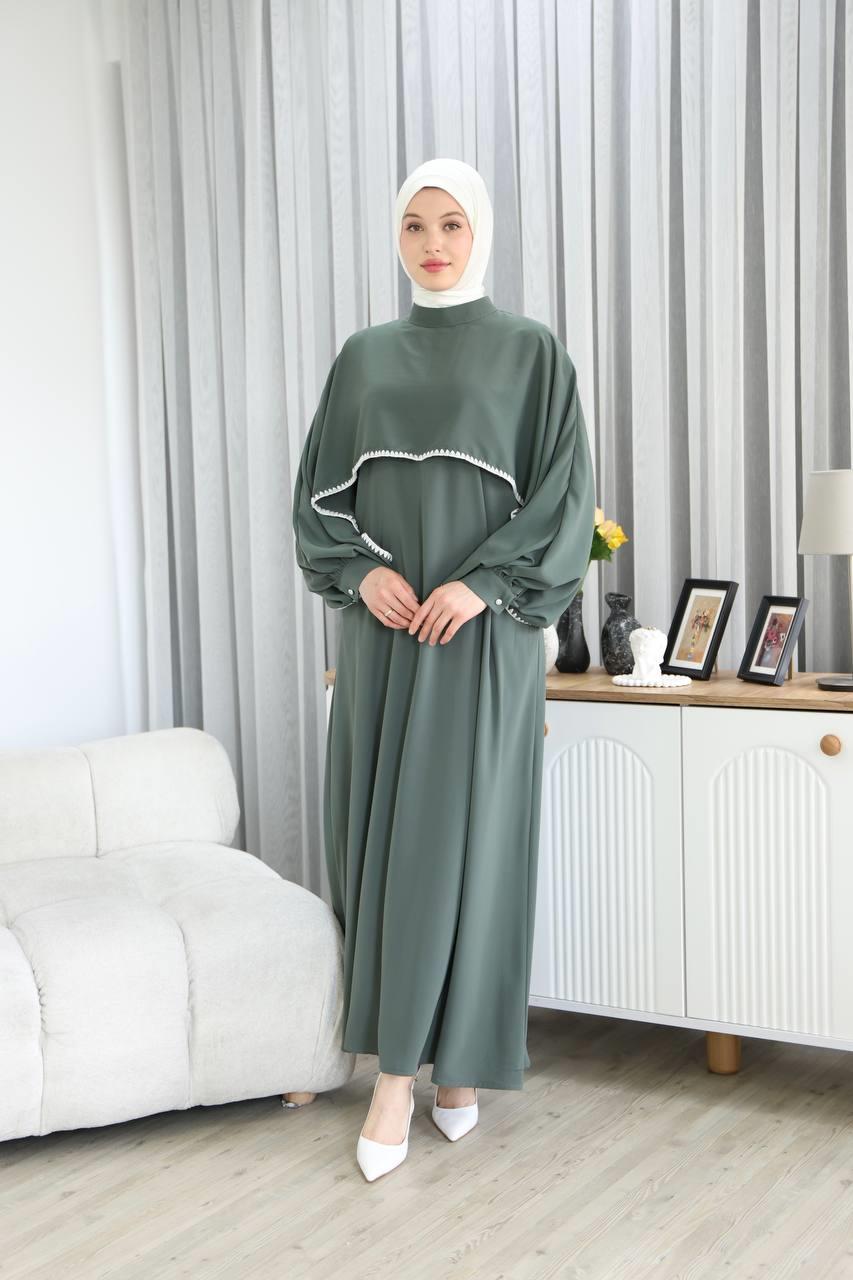 7035 Pelerinli Elbise - Mint